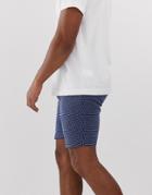 Asos Design Skinny Smart Shorts In Indigo Texture-navy