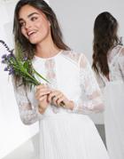 Asos Edition Iris Long Sleeve Lace Bodice Maxi Wedding Dress With Pleated Skirt-white