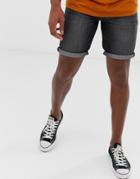 Threadbare Slim Denim Turn Up Shorts - Black