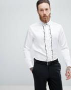 Asos Regular Fit Shirt With Ruffled Bib - White