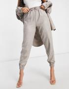 Asos Design Textured Suit Sweatpants In Brown