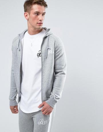 Bee Inspired Zip Up Hoodie In Gray - Gray