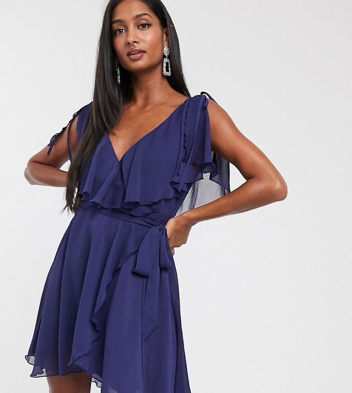 Asos Design Mini Split Sleeve Cape Back With Tie Shoulder