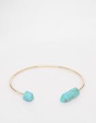 Asos Bangle With Turquoise Ends In Gold - Gold
