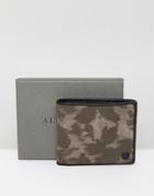 Allsaints Attain Cardholder In Leather With Camo Print - Brown