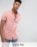 Asos Tall Regular Fit Denim Shirt In Pink - Pink