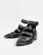 Asos Design Madge Studded Flat Shoes - Black