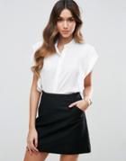 Asos Sleeveless Blouse With Frill Shoulder - White