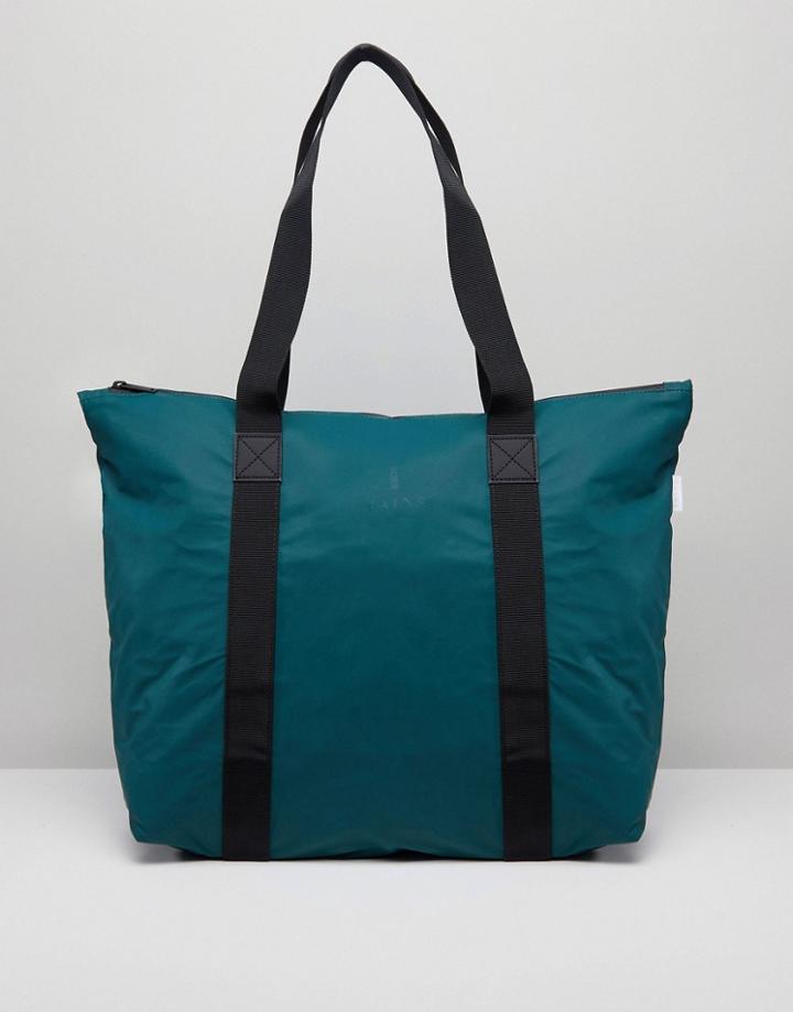 Rains Small Tote Bag In Teal-green