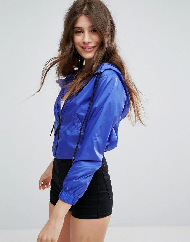 Bershka Cropped Lightweight Jacket - Blue