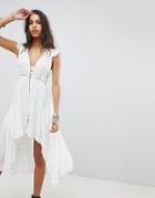 Ebonie N Ivory Button Up Tea Dress With Asymmetric Hem - White