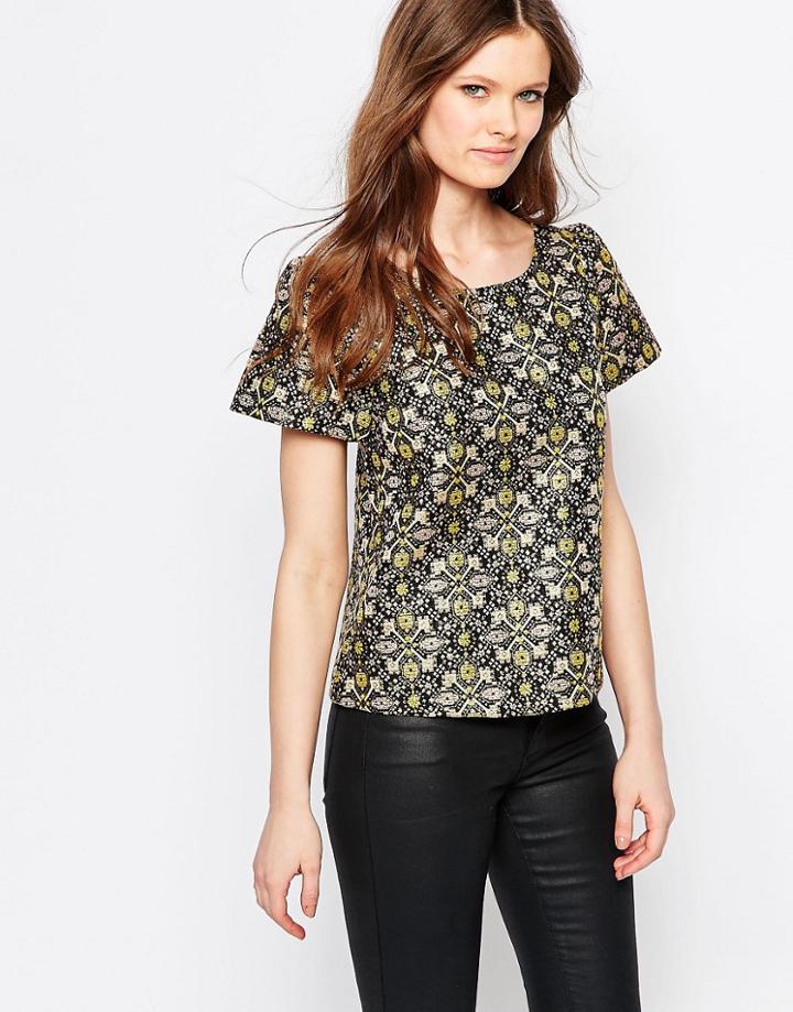Traffic People Bonnie Top In Jacquard - Black