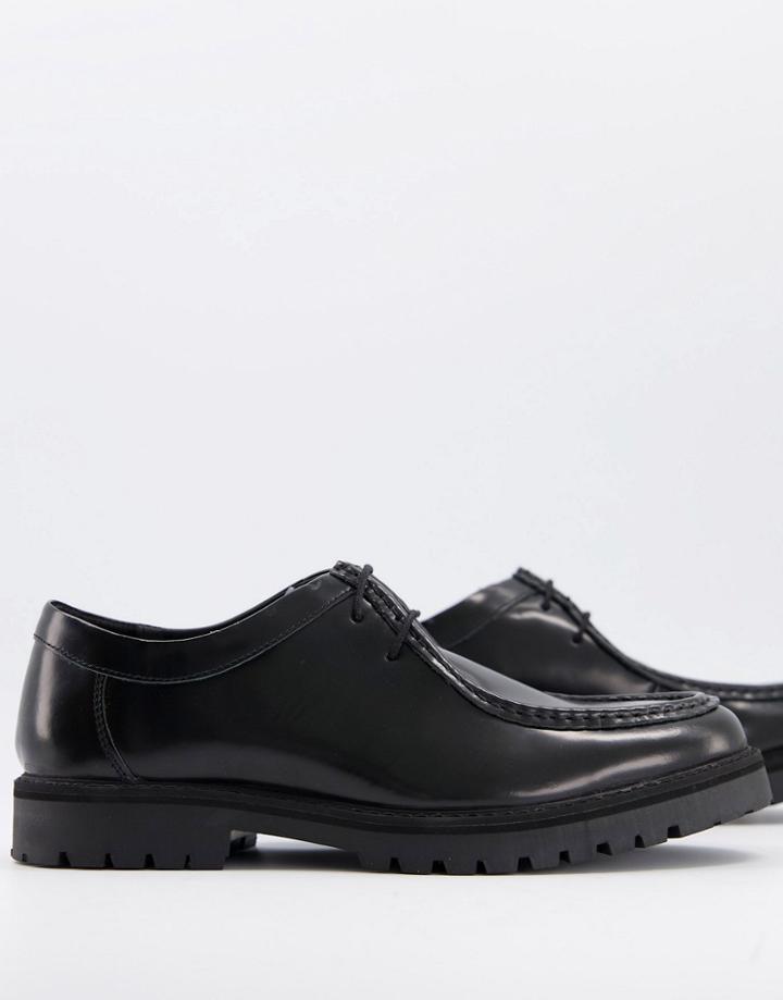 Silver Street Chunky Leather Shoes In Black