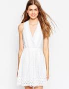 Greylin Shandi Eyelet Border Skater Dress - White