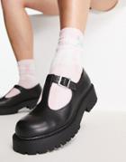 Monki Buckle Shoe With Chunky Sole In Black - Black