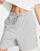 Nike Mini Swoosh Shorts In Gray Heather