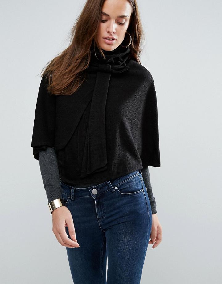 Wal G Funnel Neck Cape - Black