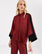 In Wear Tory Sateen Color Block Shirt-red