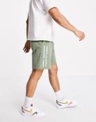 Asos Unrvlld Spply Coordinating Relaxed Shorts In Green With Logo Print