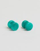 Asos Semi Precious Look Plug Earrings In Green - Green