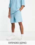 Asos Dark Future Relaxed Shorts In Terrycloth With Logo Woven Tab In Bright Blue - Part Of A Set