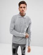 Psycho Bunny Classic Long Sleeve Polo Regular Fit In Gray Marl - Gray