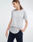Boss Orange Texplore Layered Detail Top With Sheer Panel Detail - Gray