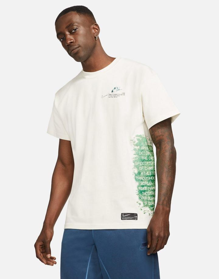 Nike Archaeo Swoosh Pack Graphic All Over Print T-shirt In Off White