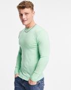Asos Design Muscle Fit Merino Wool Sweater In Mint Green