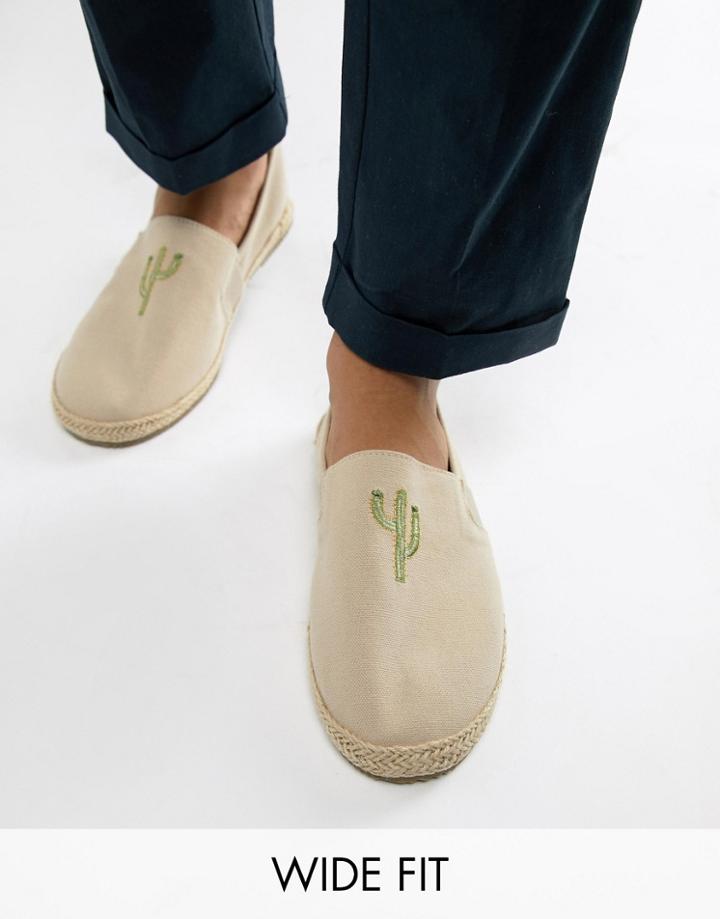 Brave Soul Wide Fit Cactus Espadrilles In Beige - Beige