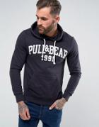 Pull & Bear Logo Hoodie In Navy - Blue