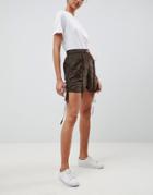 Asos Design Parachute Shorts With Neon Toggle - Green