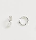 Asos Design Sterling Silver Hoop Earrings In Cut Out Design - Silver