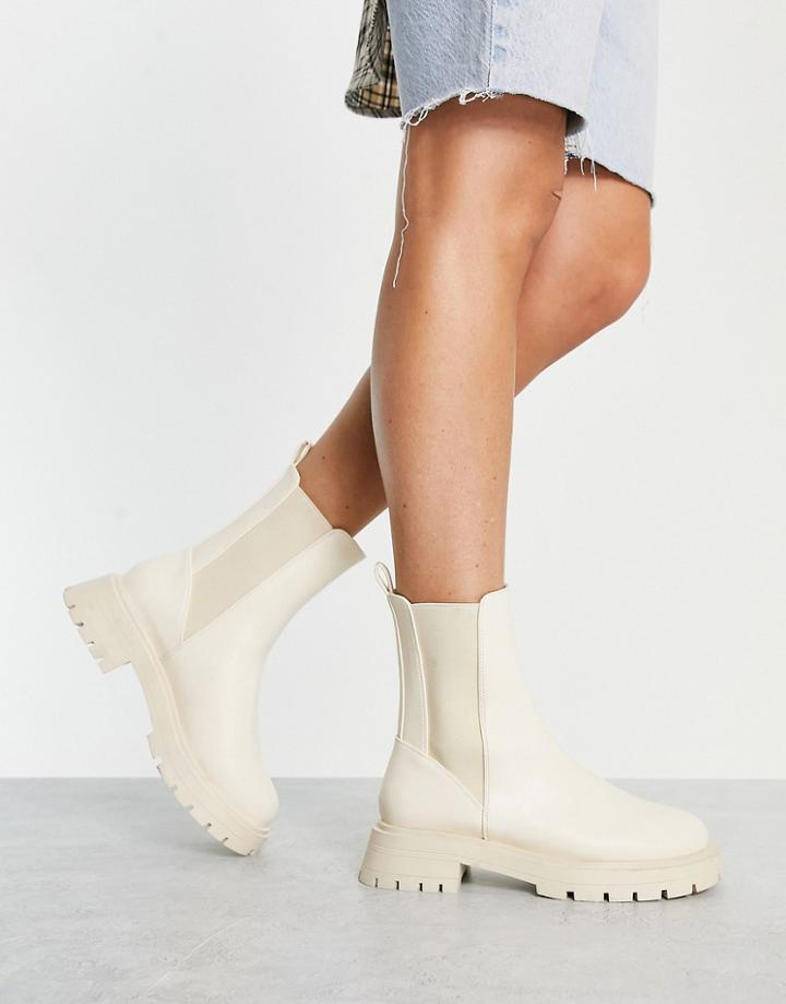 Asos Design Alfie Chunky Chelsea Boots In Off-white-neutral