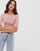 Stradivarius 3/4 Sleeve Top In Pink - Pink