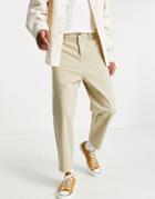 Asos Design Oversized Tapered Chinos In Light Beige-neutral