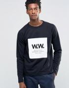 Wood Wood Tyrone Sweatshirt Box Logo Lightweight - Black