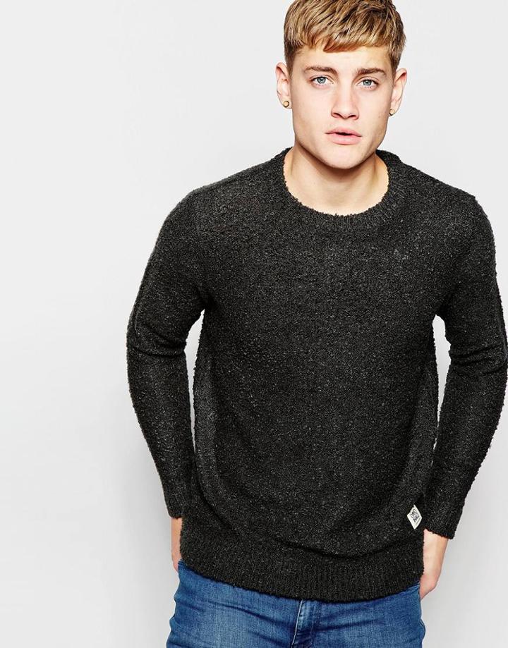 Jack & Jones Boucle Knit Sweater - Raven Black