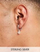 Asos Design Sterling Silver Hoop Earrings With Peace Sign