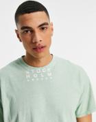 Topman Oversized Fit T-shirt With Stockholm Neck Print In Green