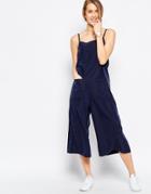 Asos Cami Jumpsuit With Culotte Leg And Pockets - Navy