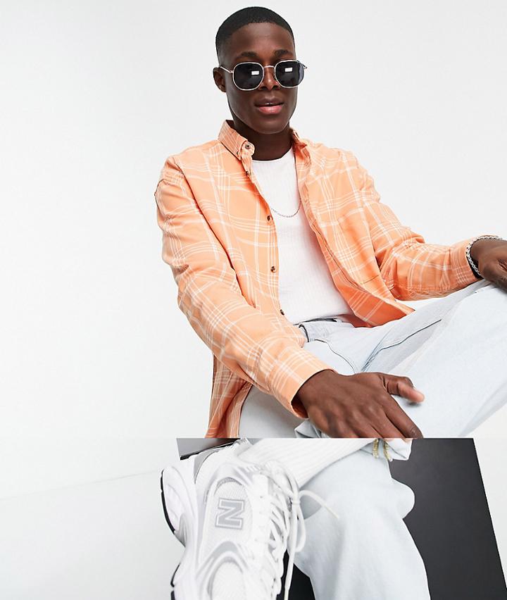 Asos Design 90s Oversized Check Shirt In Orange