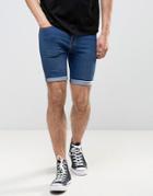 Liquor & Poker Super Skinny Denim Short Mid Wash - Blue