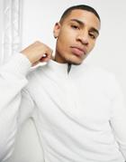 French Connection Chenille Half Zip Sweater In Ecru-white