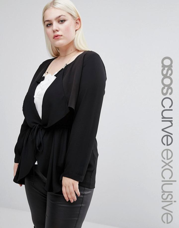 Asos Curve Waterfall Blazer - Black