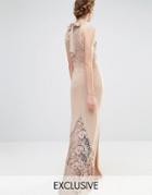 Jarlo Wedding High Neck Lace Maxi Dress With Bow Back - Taupe
