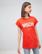 Moss Copenhagen Boyfriend T-shirt With Front Logo - Red