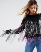 Asos Sweater With Metallic Fringe Detail - Black