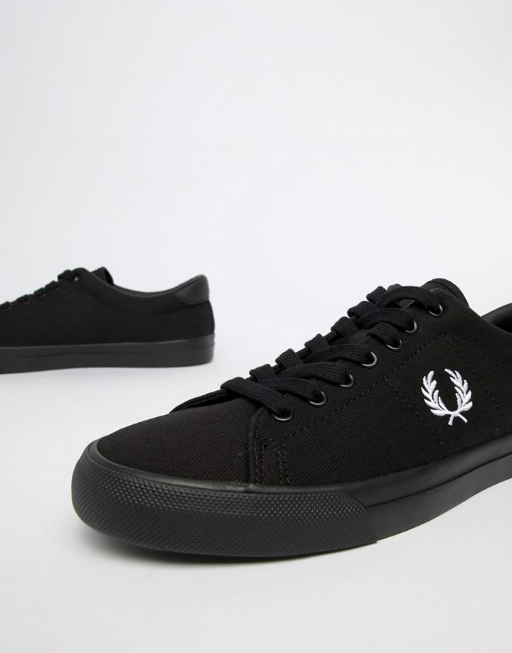 Fred Perry Underpsin Twill Sneakers In Black - Black