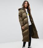 Asos Tall Longline Puffer Coat - Green